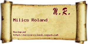 Milics Roland névjegykártya